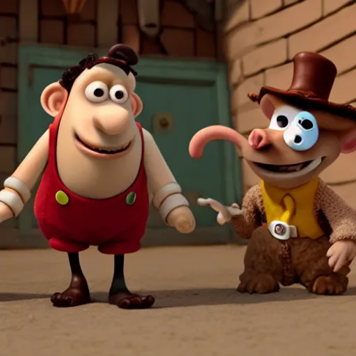 Image similar to wallace and gromit as a pixar disney character from up ( 2 0 0 9 ), unreal engine, octane render, 3 d render, photorealistic