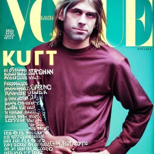 Prompt: kurt cobain on 9 0 s vogue cover