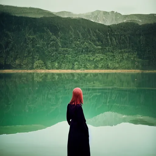 Prompt: portrait of a woman standing in a lake, by marat safin