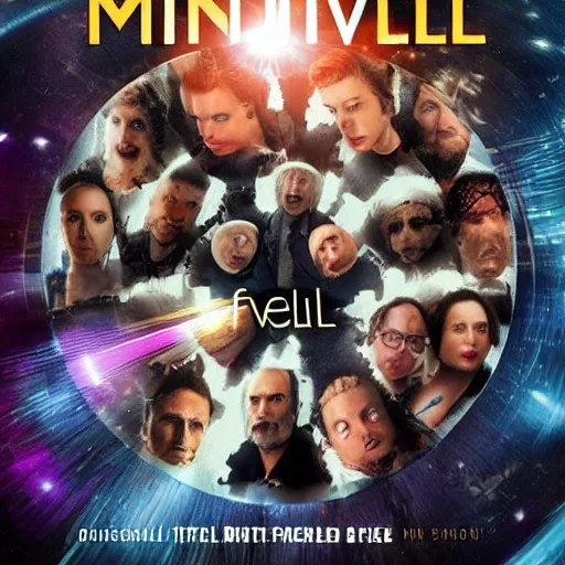Prompt: new multiverse movie called mindfall, picture of movie cover on dvd case