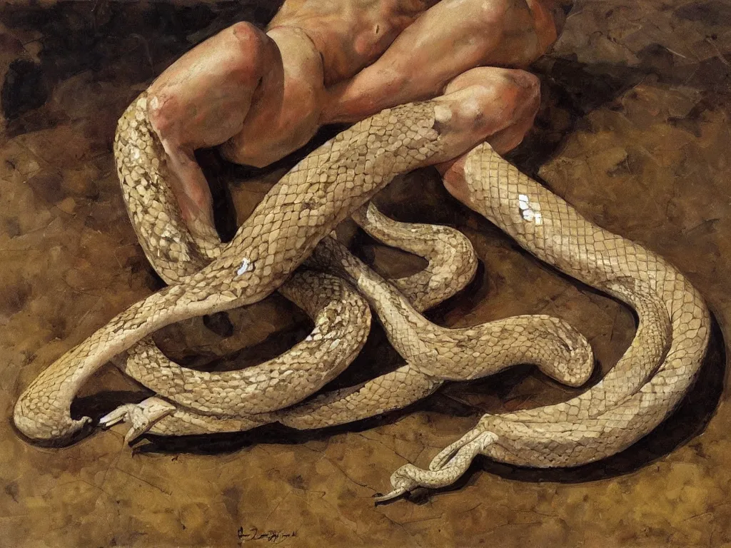 Image similar to snakes and legs, denis sarazhin, oil on canvas