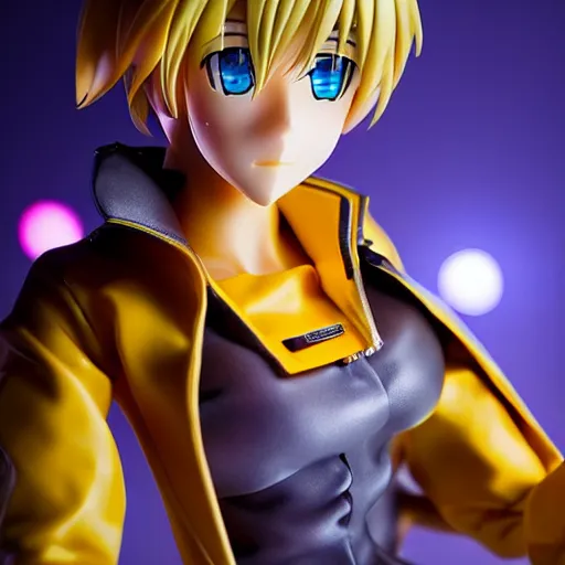 Image similar to High definition professional photograph of vocaloid figure, beautifully detailed and lights