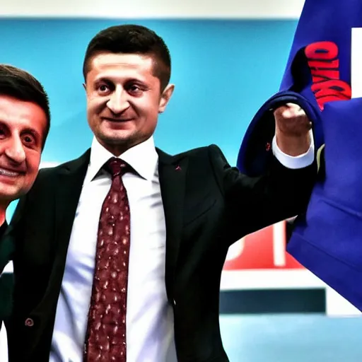 Image similar to volodymyr zelensky beating putin in a boxing match