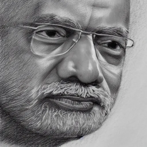 Image similar to detailed pencil sketch, narendra modi