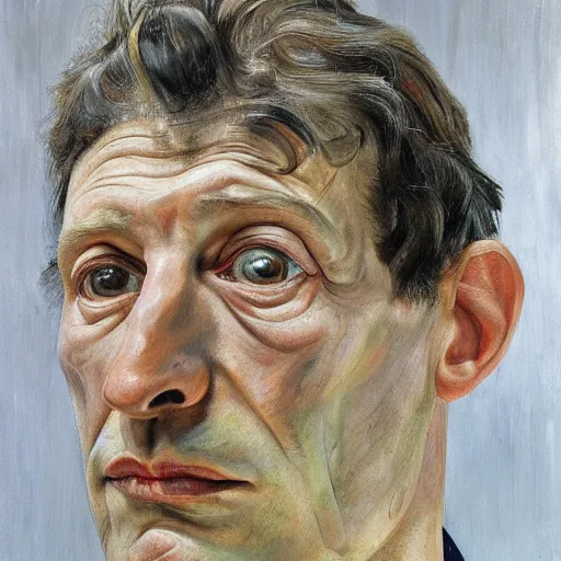 Image similar to high quality high detail painting by lucian freud, hd, portrait of cop