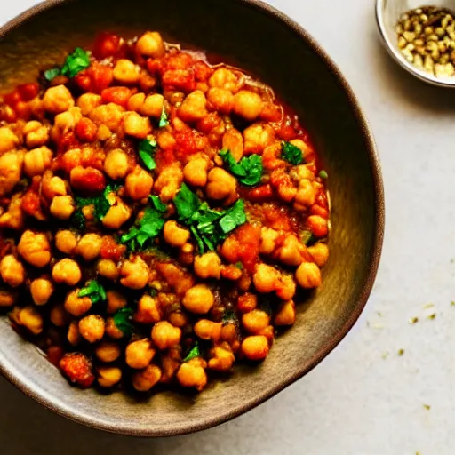 Prompt: a bowl of chana masala, detailed, studio photo, award winning,