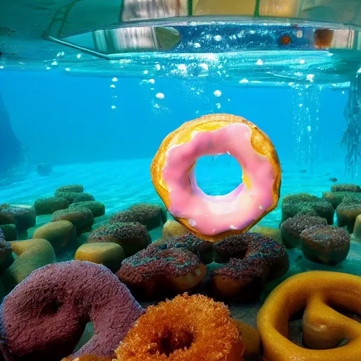 Image similar to donut under water sea , sunk deep water view , under water pictures