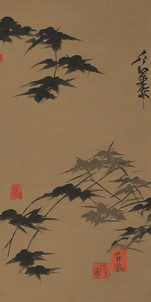 Image similar to traditional japanese painting of space, 8 k resolution, highly detailed, parchment