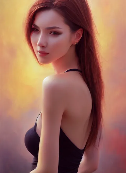 Image similar to photo of a gorgeous young woman in the style of stefan kostic, realistic, professionally retouched, half body shot, sharp focus, 8 k high definition, insanely detailed, intricate, elegant, art by stanley lau and artgerm