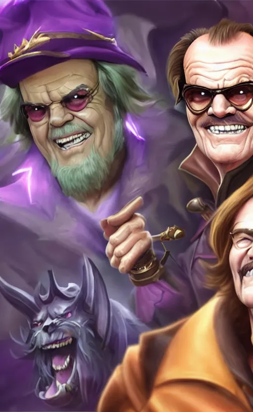 Image similar to Jack Nicholson as a character in the game League of Legends, with a background based on the game League of Legends, detailed face, old 3d graphics