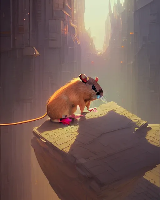 Prompt: highly detailed vfx portrait of a rat looking at you, unreal engine, greg rutkowski, loish, rhads, beeple, makoto shinkai and lois van baarle, ilya kuvshinov, rossdraws, tom bagshaw, alphonse mucha, global illumination, detailed and intricate environment