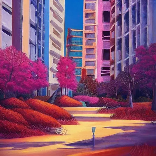 Prompt: Beautiful city of the distant future in harmony with nature. Nice colour scheme, soft warm colour. Beautiful painting by Lurid. (2022)