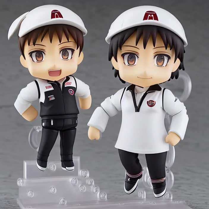 Image similar to a anime nendoroid of elon musk wear white polo and black shoe, car tesla 3, figurine, product photo, detailed