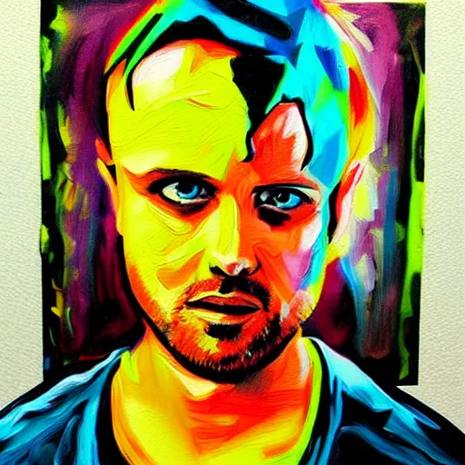 Image similar to jesse pinkman acrylic painting