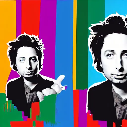 Prompt: zach braff wallpaper print, mod, pop art