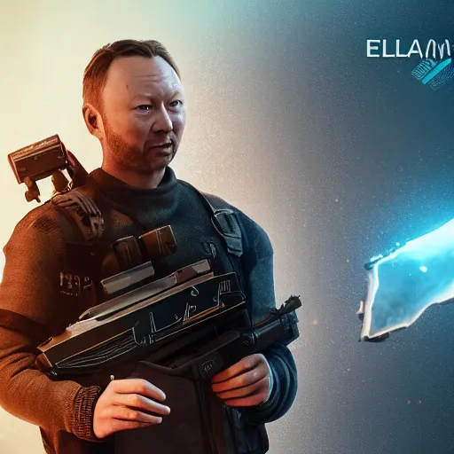 Prompt: limmy brian limond holding element 1 1 5, realistic artstyle, wide shot, dramatic lighting, octane render, hyperrealistic, high quality, highly detailed, hd, beautiful, cinematic, 8 k, unreal engine, facial accuracy, symmetrical,