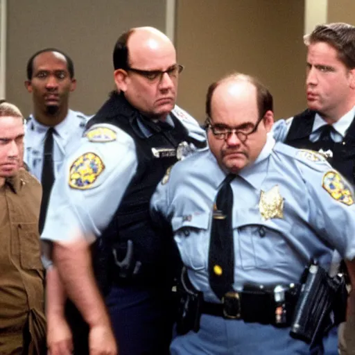 Image similar to George Costanza on law and order special victims unit being arrested