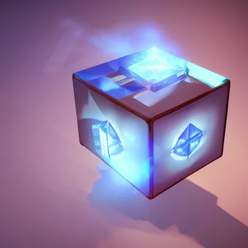 Image similar to product advertisement for a mystical ethereal cube, alien, futuristic, scifi, octane render, award winning