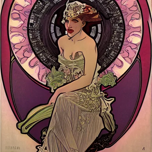 Image similar to lovecraftian villain by alphonse mucha