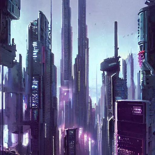 Image similar to cyberpunk neighborhood by john harris