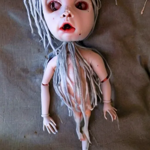 Image similar to weird horror doll melting
