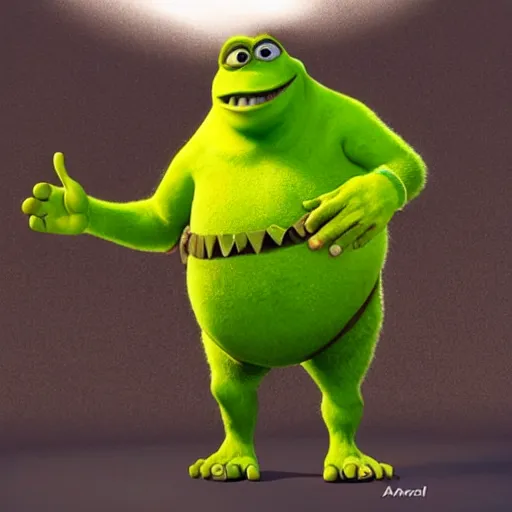 Image similar to ambivalent mike wazowski shrek fusion