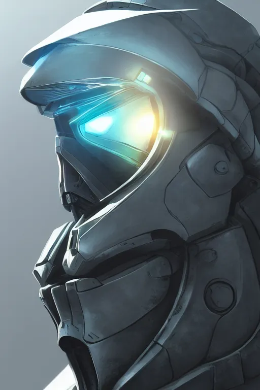 Image similar to robot ninja mask helmet halo master chief radiating a glowing aura global illumination ray tracing hdr fanart arstation by ian pesty and katarzyna da „ bek - chmiel