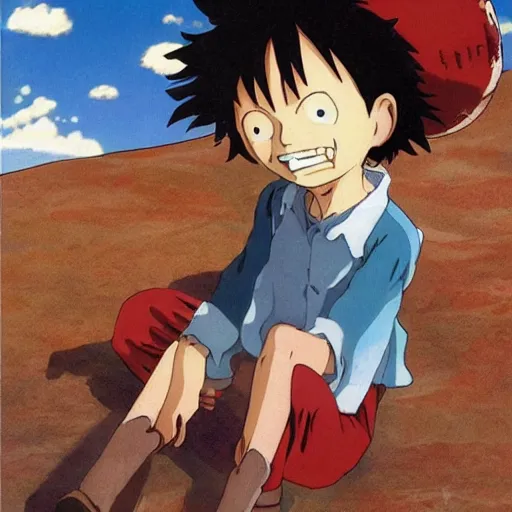 Prompt: sad luffy by studio ghibli