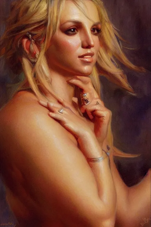 Image similar to detailed portrait of a beautiful britney spears, painting by gaston bussiere, craig mullins, j. c. leyendecker