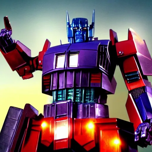 Image similar to optimus prime stuck in traffic and being overwhelmed,