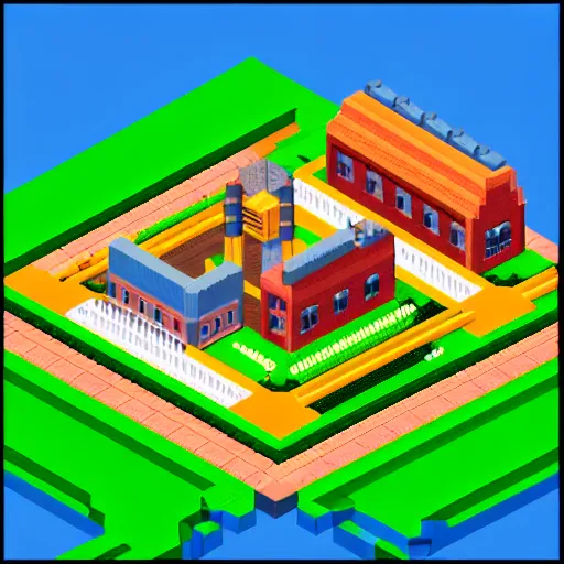 Image similar to isometric pixel art of a midwest town