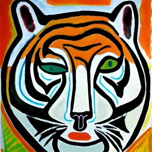 Prompt: tiger by Pablo Picasso