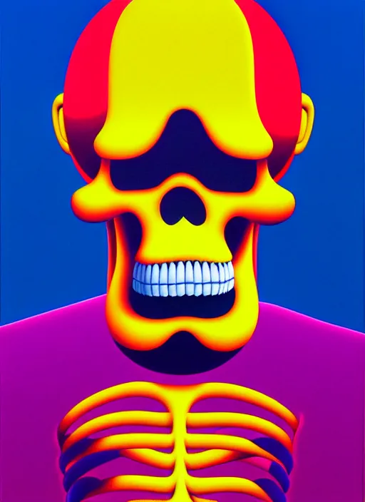 Prompt: cartoon skeleton by shusei nagaoka, kaws, david rudnick, airbrush on canvas, pastell colours, cell shaded, 8 k