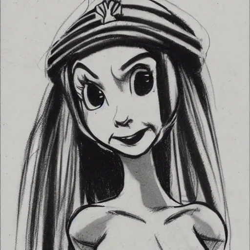 Image similar to milt kahl sketch of a cuban girl who looks like a squirrel as princess padme in star wars episode 3