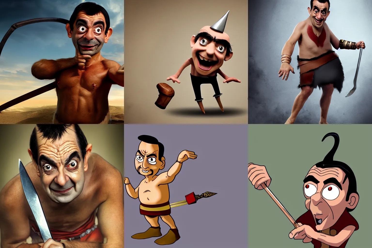 Prompt: mr bean the barbarian photoshop, 4k, high resolution, sharp focus