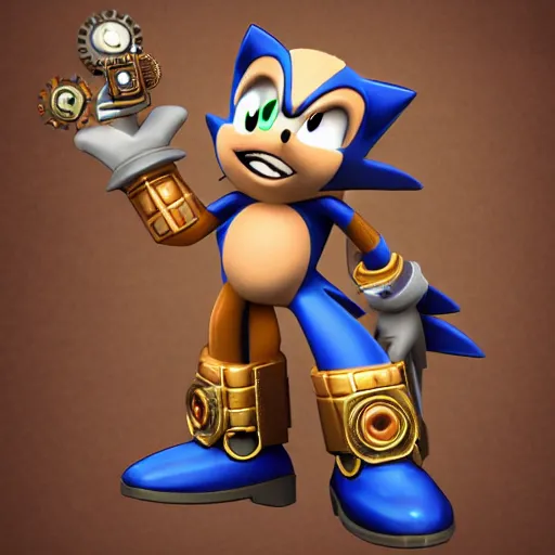 Prompt: steampunk sonic the hedgehog, 8 k, high detail