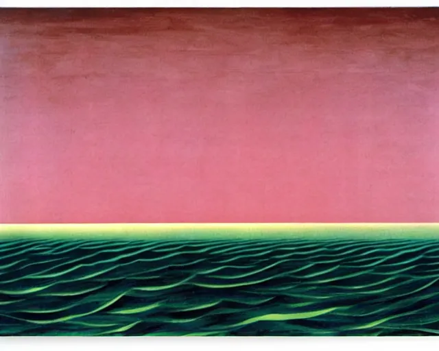 Prompt: deep sea trench, pink horizon by Giorgio de Chirico