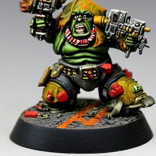 Prompt: ork danny devito, painted warhammer 4 0 k miniature, 4 k