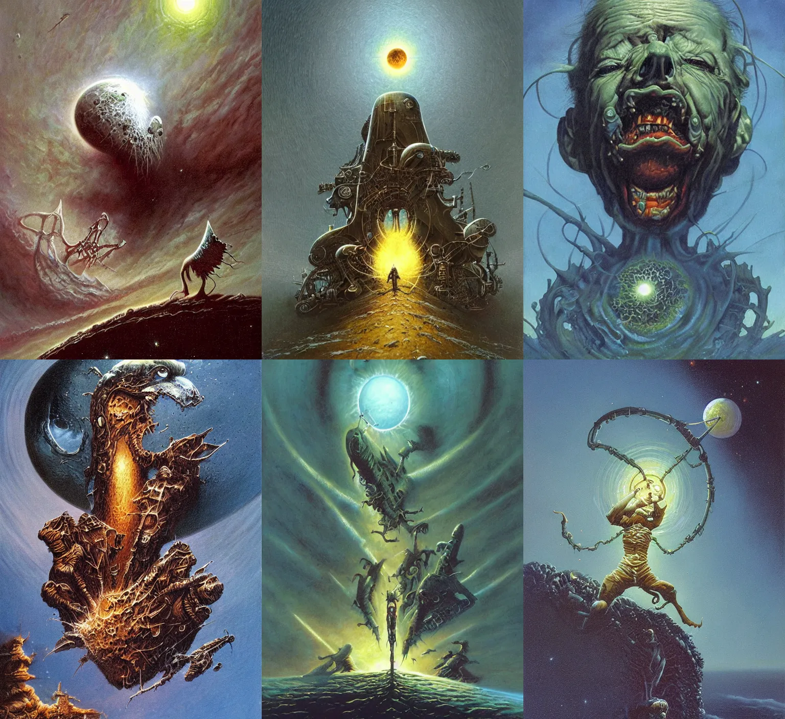 Prompt: artwork by Les Edwards