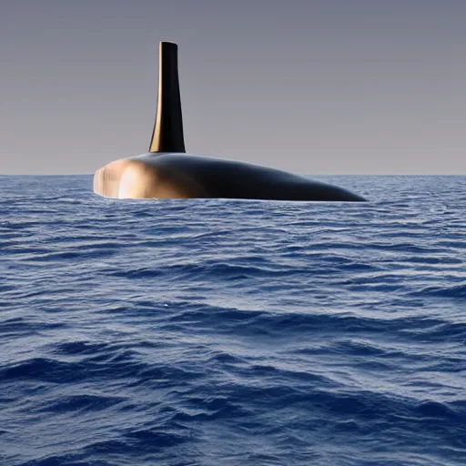 Prompt: nuclear submarine under the ocean surface