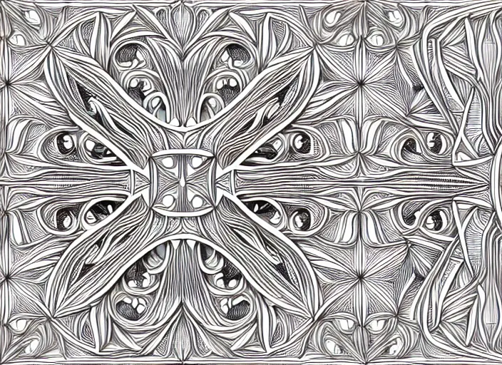 Prompt: symmetry! twins, intricate filigree, elegant, highly detailed, concept art, smooth, sharp focus, lineart, illustration, 3 d occlusion, thinline with grays on white, 8 k