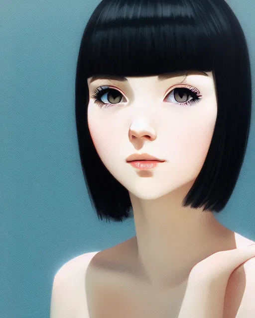 Image similar to a centered portrait of a beautiful nervous girl, by ilya kuvshinov. 7 0 mm