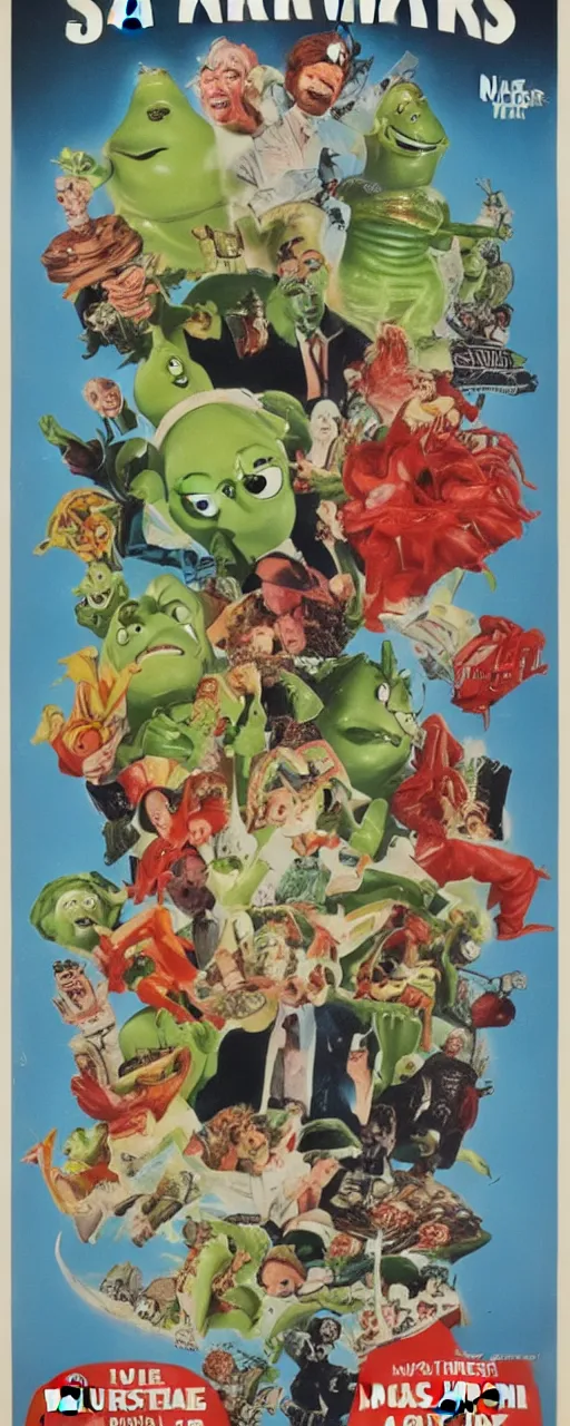 Image similar to vintage movie poster for salad monsters from outer space!