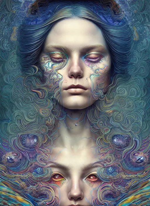 Image similar to hyper detailed masterpiece, psychedelic warpaint pattern, jean giraud, digital art painting, dream wave aesthetic, ethereal, artgerm, donato giancola, tom bagshaw