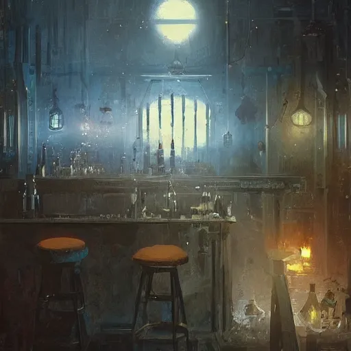 Image similar to the bar at the end of time by greg rutkowski