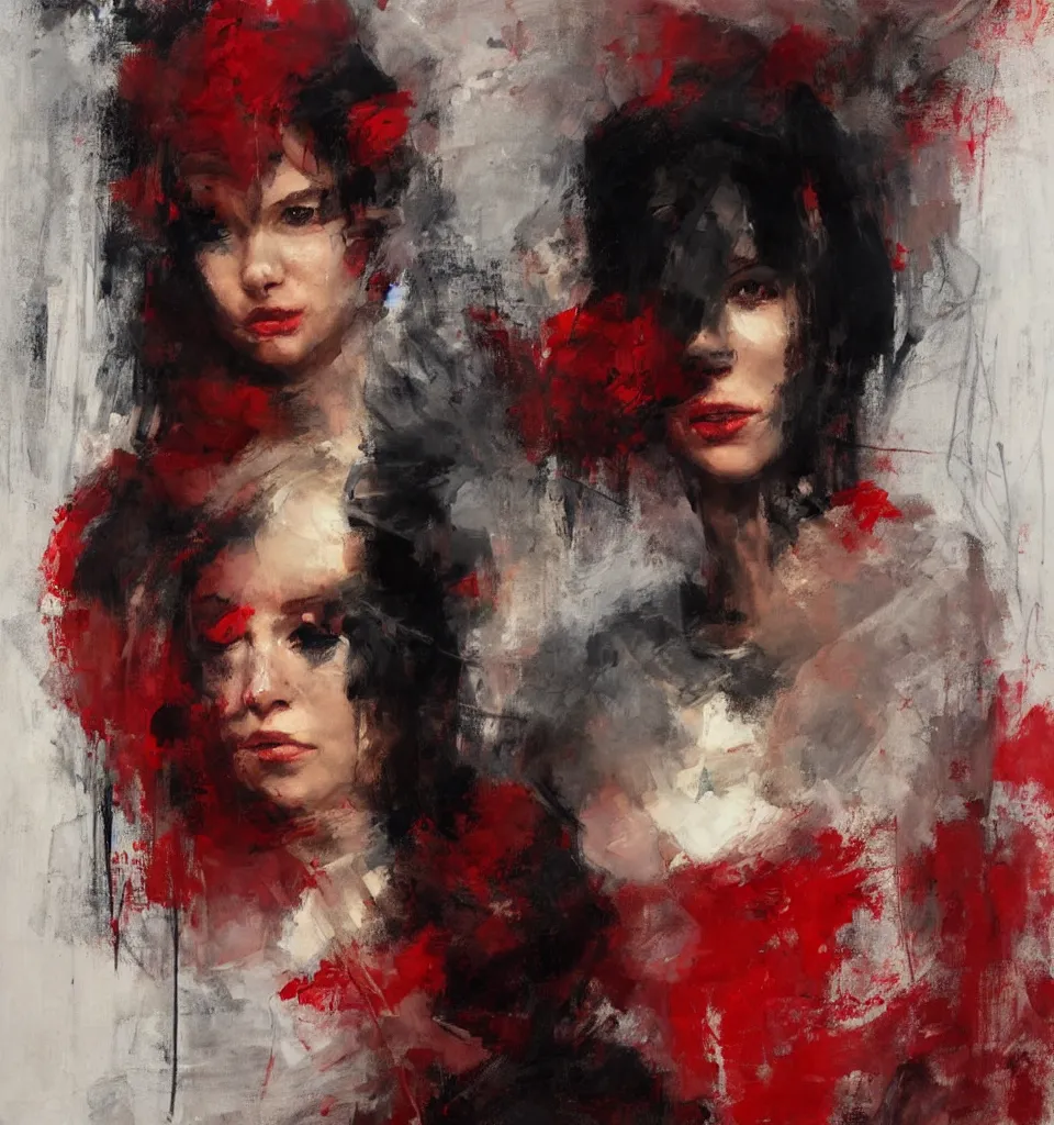 Prompt: spontaneous unfinished romantic portrait under painting, beautiful juicy brush strokes, by richard schmid and sargent, dark, black and red, trending on cgsociety, expressionism