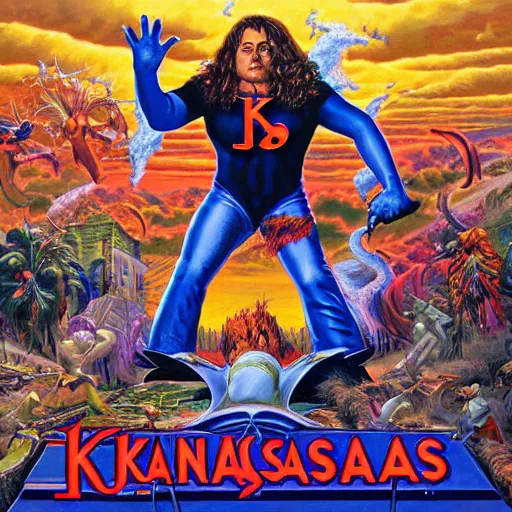 Prompt: Cover of Kansas Album by Joe Jusko, rendered in hyperdetailed Ultra HD, trending on ArtStation, luminous