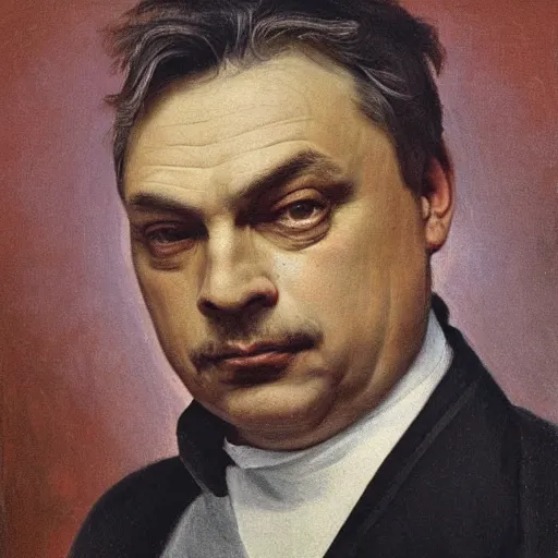 Image similar to a portrait of viktor orban in the style of The Fallen Angel (1847) painting by Alexandre Cabanel