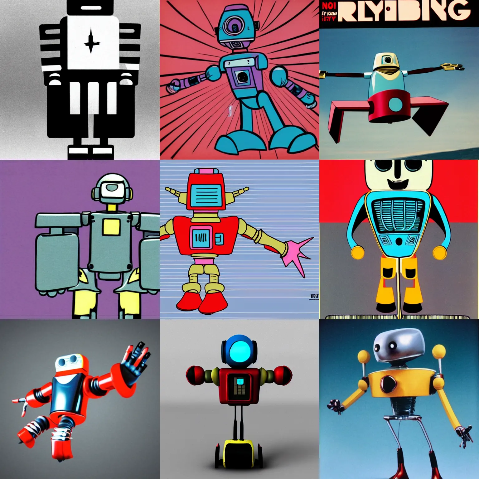 Prompt: flying robot 1 9 8 0 s retro - futuristic with no legs and no arms