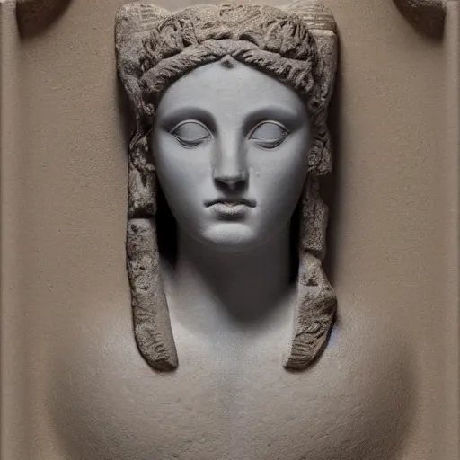 Prompt: face of ancient greek goddess, gregory mortenson style
